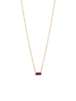 14k Garnet Baguette Necklace | January Birthstone