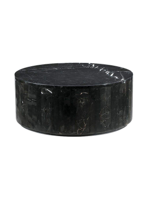 Black Marble Drum Coffee Table