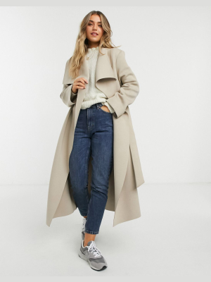 Asos Design Scuba Waterfall Skater Coat In Mink