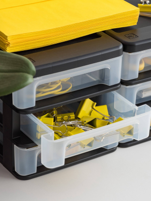 Iris 2pk Mini 3 Drawer Desktop Organizer Black