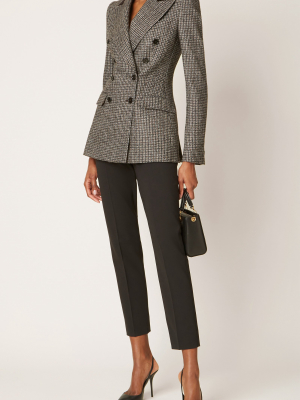 Plaid Double-breasted Wool-blend Blazer