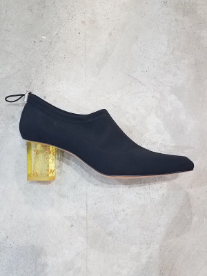 Gabi Sock Pump - Black With Citrine Heel