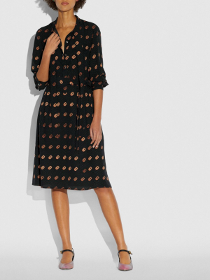 Print Tie Neck Dress