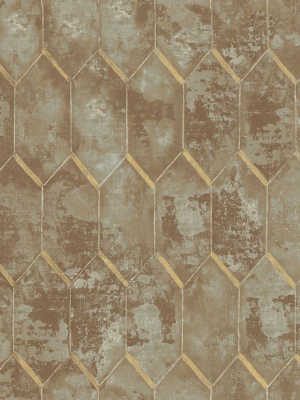 Whitney Wallpaper In Brown And Gold From The Metalworks Collection By Seabrook Wallcoverings