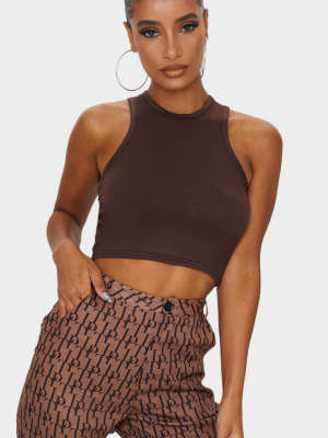 Chocolate Basic Jersey Racerback Crop Top