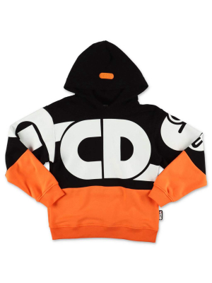 Gcds Kids Logo Printed Two-tone Hoodie