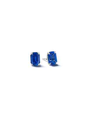 Emerald Cut Sapphire Studs