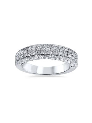 Pompeii3 1 1/10ct Pave Diamond Wedding Ring 14k White Gold