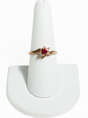 3 Stone Statement Ring With Garnet And Diamante Crystal