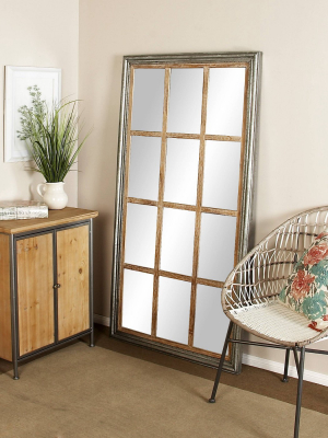 35" X 67" Oversized Full Length Window Mirror With Silver Wood Frame- Olivia & May