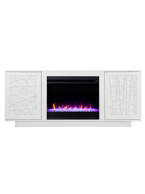 Flonsland Color Changing Fireplace With Media Storage White - Aiden Lane