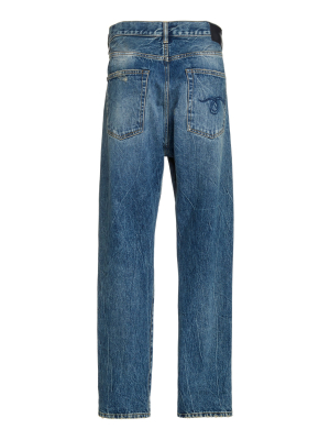 Crossover Distressed Low-rise Wide-leg Jeans