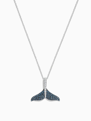 Effy Seaside 14k Gold Blue And White Diamond Whale's Tail Pendant, 0.28 Tcw