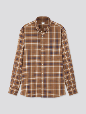 Men Flannel Checked Long-sleeve Shirt