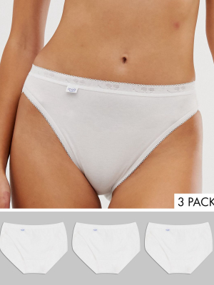 Sloggi Tai High Leg Cotton 3 Pack Brief In White