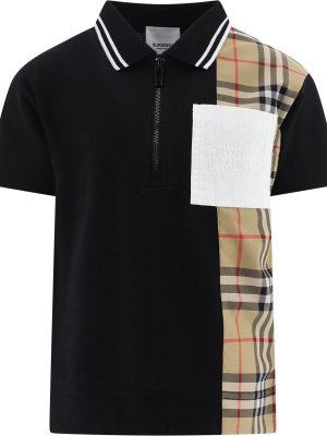 Burberry Kids Vintage Check Panelled Polo Shirt