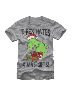 Men's Lost Gods Christmas T-rex Hates Gifts T-shirt