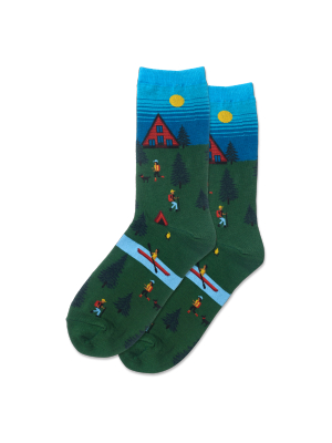 Women's Cabin Scene Crew Socks