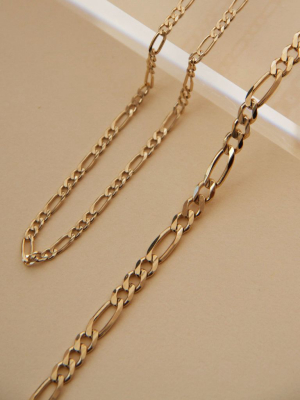 Large Gold Figaro Chain Bracelet