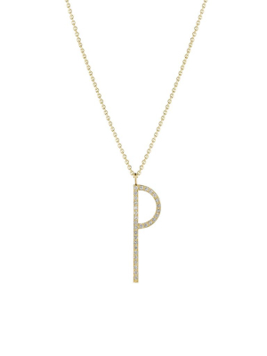 Type Letter "p" Diamond Pendant Necklace