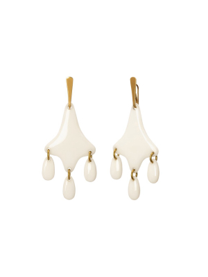 White Cacholong Three Direction Earrings