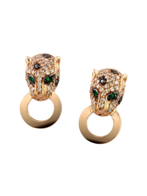 Effy Signature 14k Rose Gold Diamond & Emerald Earrings, 0.65 Tcw