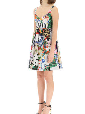 Dolce & Gabbana Patchwork Flared Mini Dress