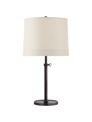 Simple Adjustable Table Lamp In Various Colors With Silk Banded Shade