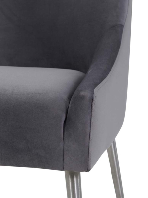 Beatrix Velvet Side Chair With Silver Leg