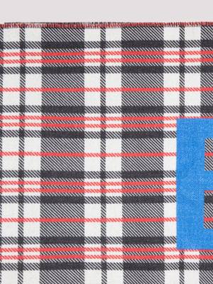 Balenciaga Logo Print Check Scarf