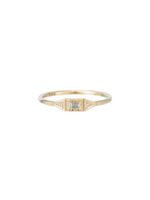 Baguette Mini Deco Point Ring - Diamond