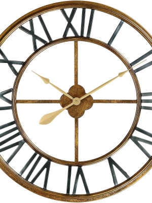 River Parks Studio Metallic Gold 28 3/4" Round Hand-made Iron Wall Clock