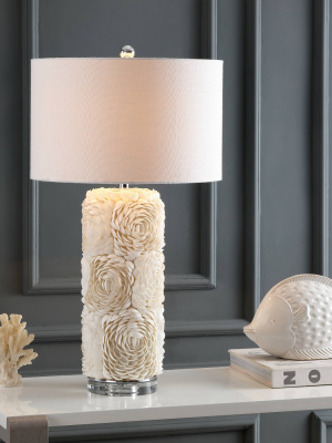 28.5" Seashell/resin/crystal Rosette Table Lamp (includes Led Light Bulb) White - Jonathan Y