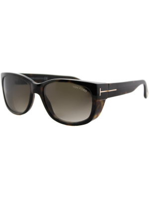 Tom Ford Carson Tf 441 52k Unisex Rectangle Sunglasses Brown 56mm