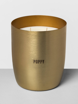 25oz Large Brass 2-wick Candle Poppy - Hearth & Hand™ With Magnolia