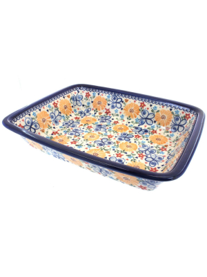 Blue Rose Polish Pottery Butterfly Lasagna Dish