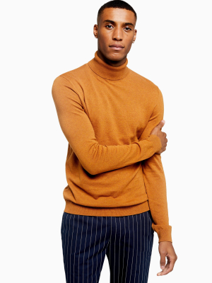 Toffee Marl Roll Neck Sweater