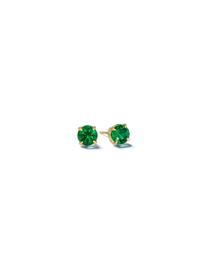 Round Brilliant Cut Emerald Studs - 4mm