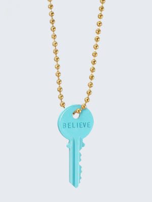 Electric Blue Classic Ball Chain Key Necklace