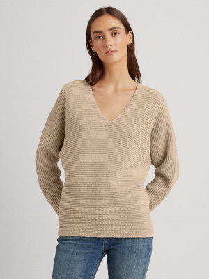 Combed Cotton V-neck Sweater