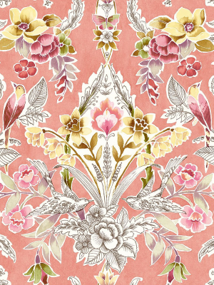 Vera Floral Damask Wallpaper In Pink From The Bluebell Collection By Brewster Home Fashions