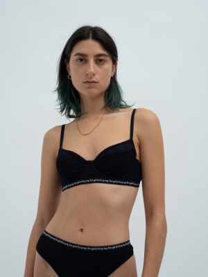 String Cotton Underwired Bra Black