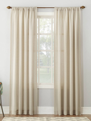 Linen Blend Textured Sheer Rod Pocket Curtain Panel - No. 918