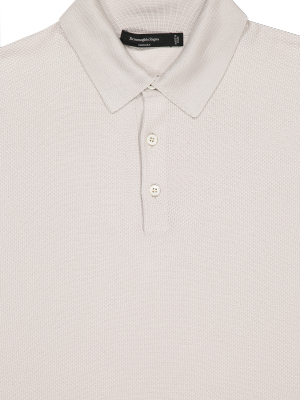 Silk Long Sleeve Polo Cream