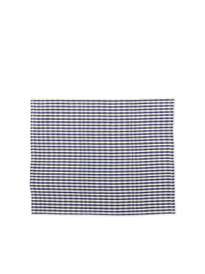 Cotton Gingham Placemat In Blue And Off-white