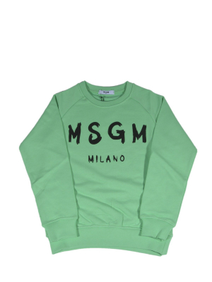 Msgm Kids Logo Print Crewneck Sweatshirt