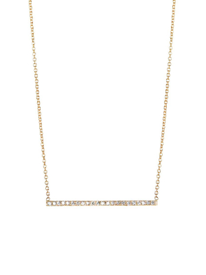 14k Pave Thin Bar Necklace