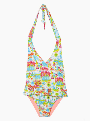 Nikki Halter One Piece Swimsuit (kids) - Botanic Gardens Print