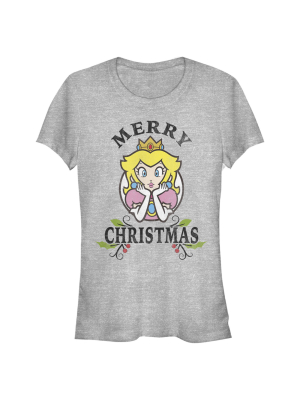 Junior's Nintendo Christmas Princess Peach T-shirt