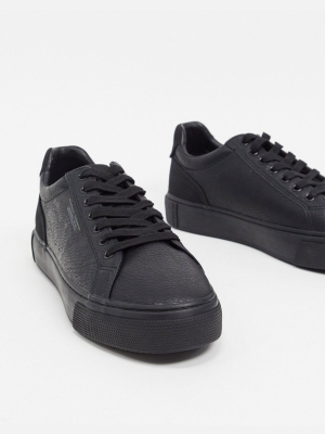 Pull&bear Sneakers With Text Detail In Black